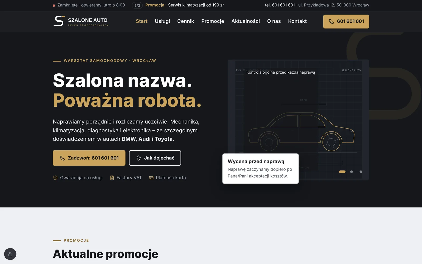 Zrzut ekranu projektu Szalone auto